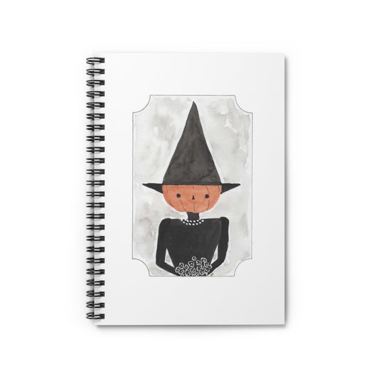 Halloween Watercolor Pumpkin Witch Spiral Notebook - Ruled Line