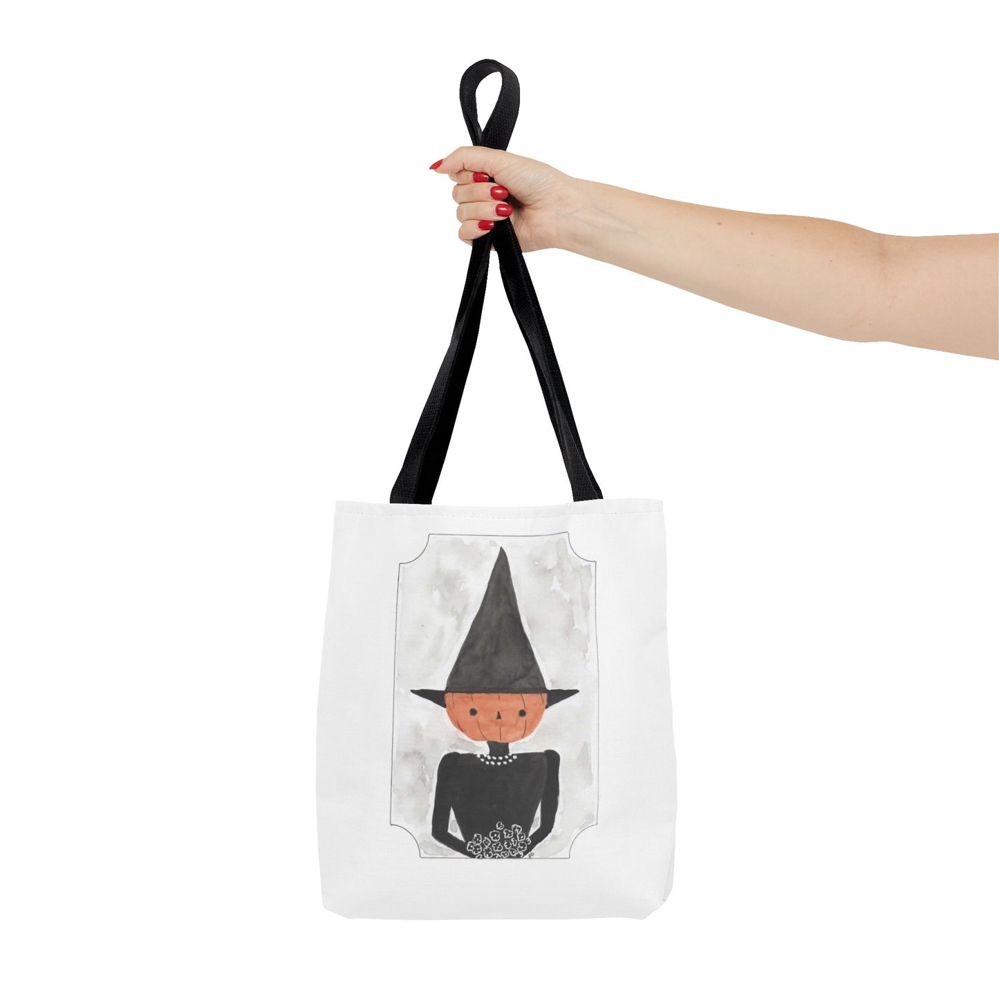 Halloween Watercolor Pumpkin Witch Tote Bag