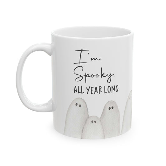 I'm Spooky All Year Long Watercolor Ghosts Ceramic Mug