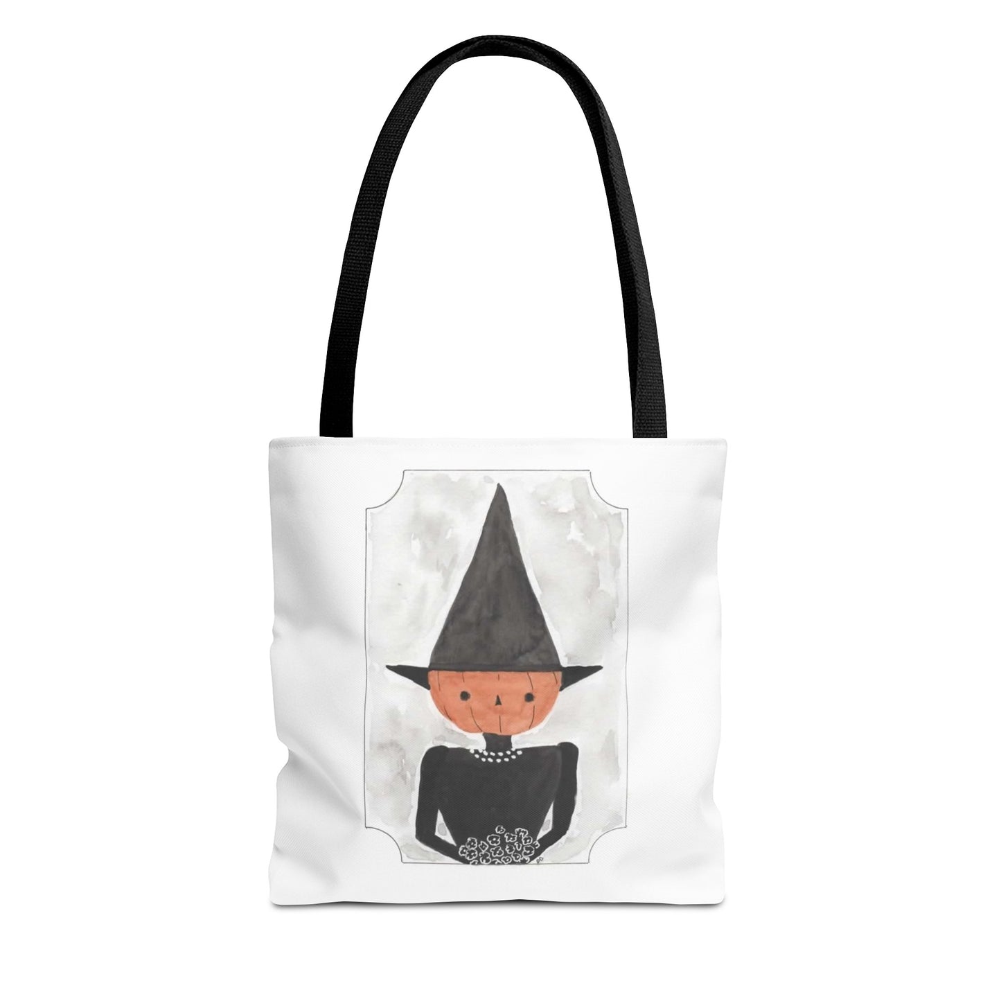 Halloween Watercolor Pumpkin Witch Tote Bag