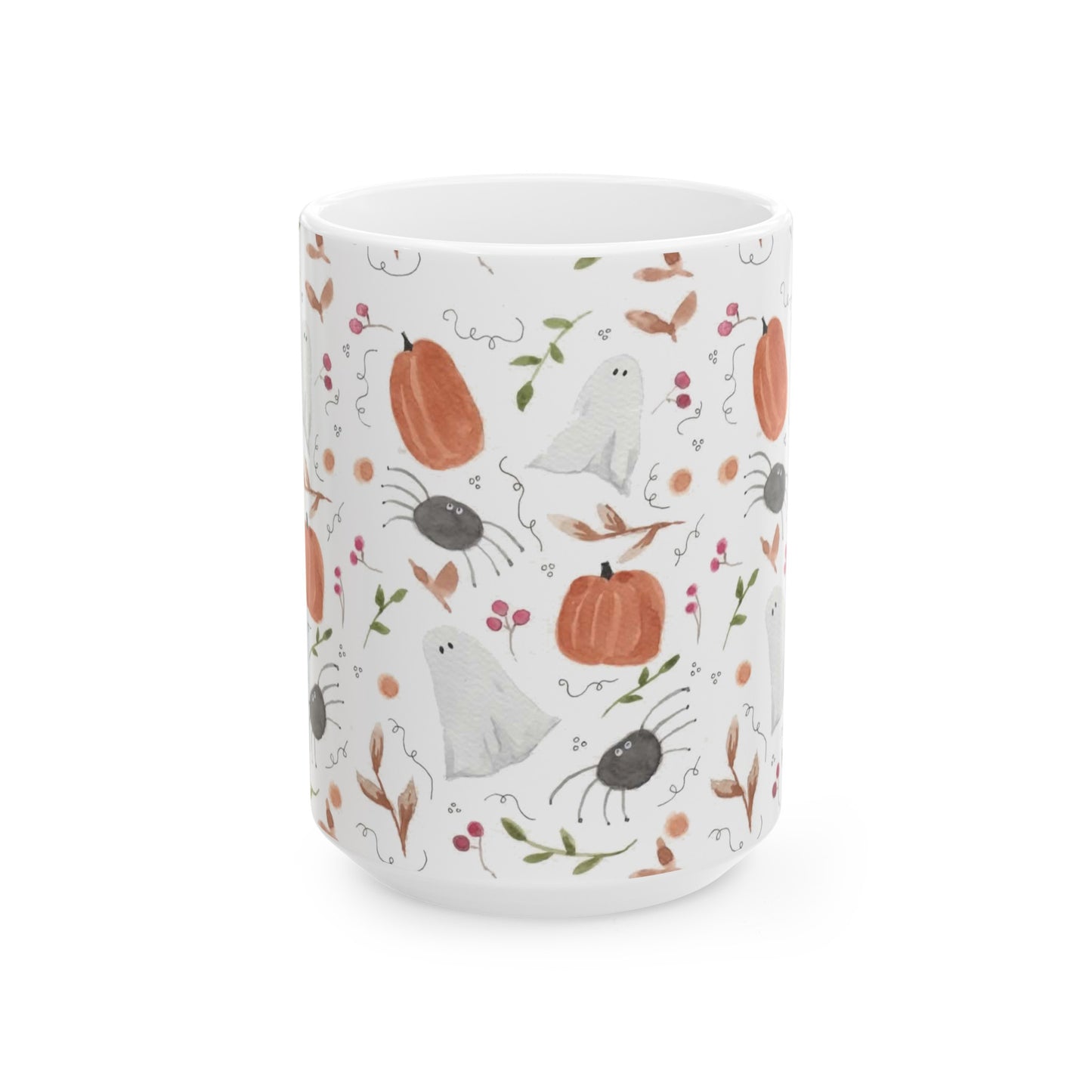 Watercolor Halloween Pattern Ceramic Mug, (11oz, 15oz)