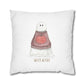 Fall Watercolor Sweater Weather Ghost Square Poly Canvas Pillow Cover - Pillow Not Included -