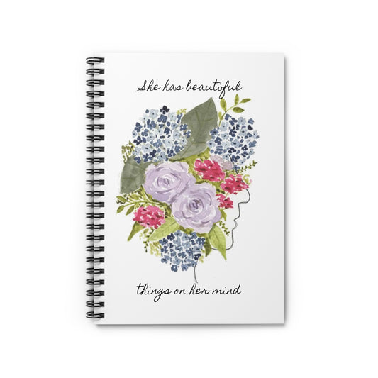 Watercolor "She Has Beautiful Things on Her Mind" Spiral Notebook - Ruled Line