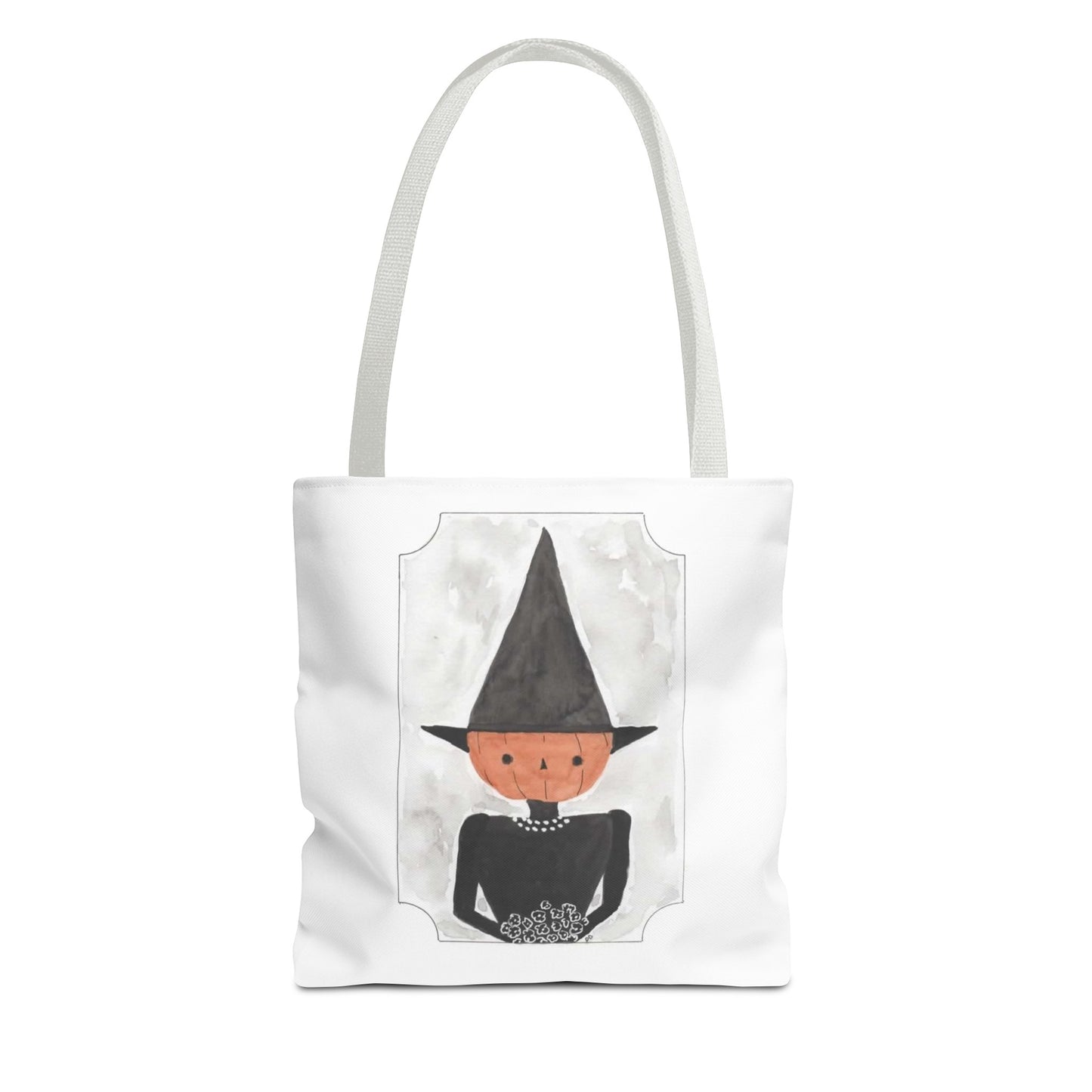 Halloween Watercolor Pumpkin Witch Tote Bag