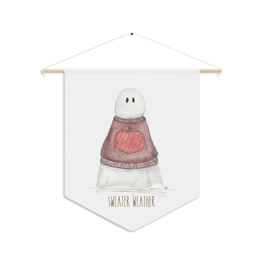 Watercolor Sweater Weather Ghost Pennant