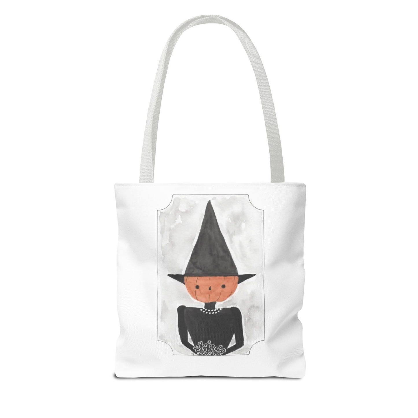 Halloween Watercolor Pumpkin Witch Tote Bag