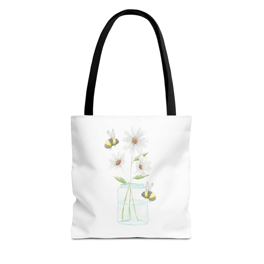 Watercolor Daisies and Bees Tote Bag (AOP)