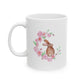 Watercolor Floral Moon with Rabbit Ceramic Mug