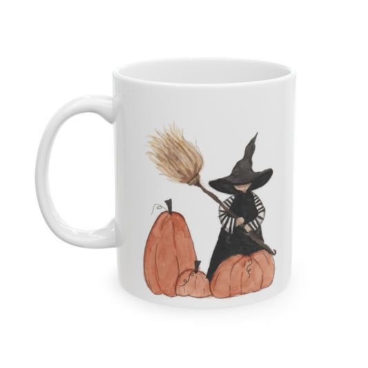 Halloween Watercolor Lil Witch Ceramic Mug