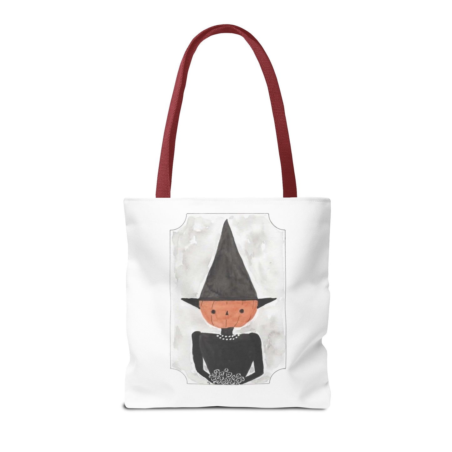 Halloween Watercolor Pumpkin Witch Tote Bag