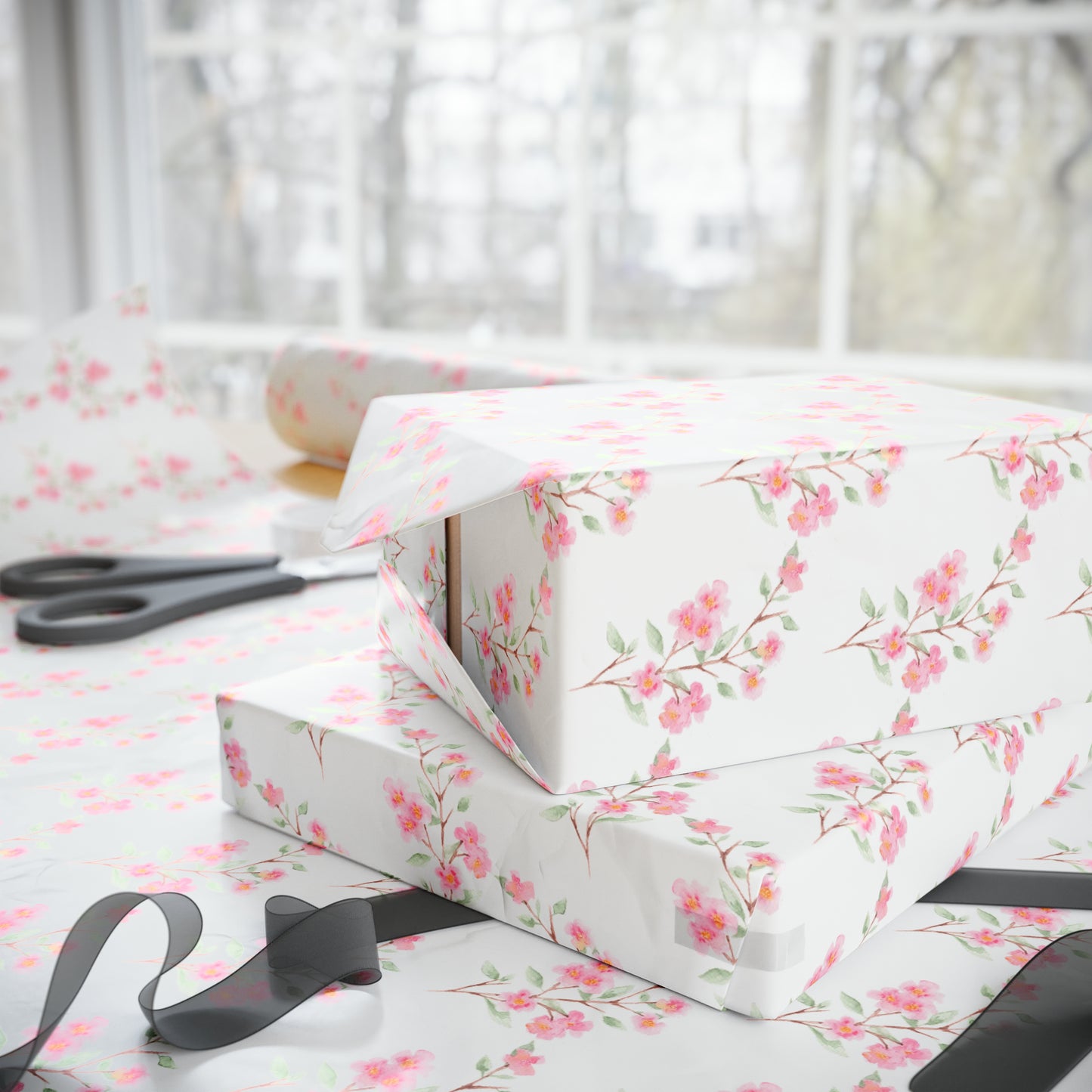 Watercolor Pink Floral Wrapping Paper