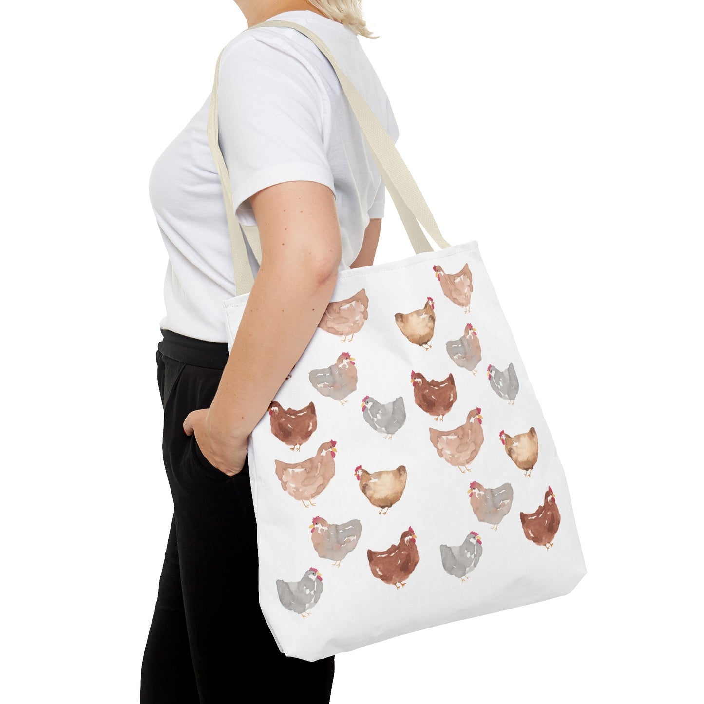 Watercolor Scattered Chickens Tote Bag