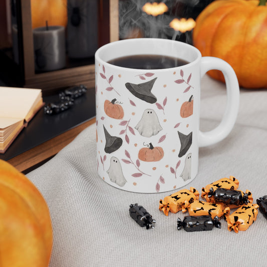 Halloween Watercolor Pattern Ceramic Mug, (11oz, 15oz)