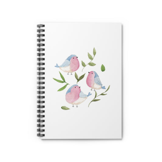 Watercolor Bluebirds Spiral Notebook - Ruled Line