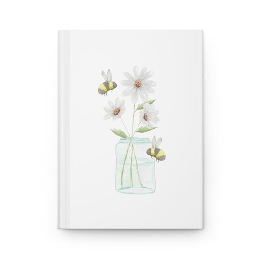 Watercolor Daisies and Bees Hardcover Journal Matte