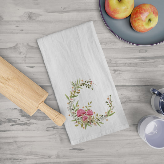 Watercolor Mushroom Moon Tea Towel