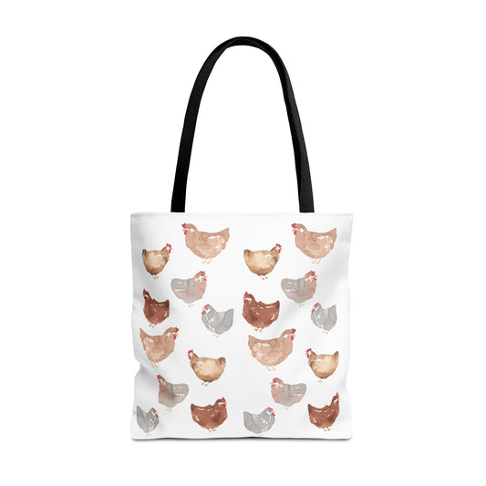 Watercolor Scattered Chickens Tote Bag