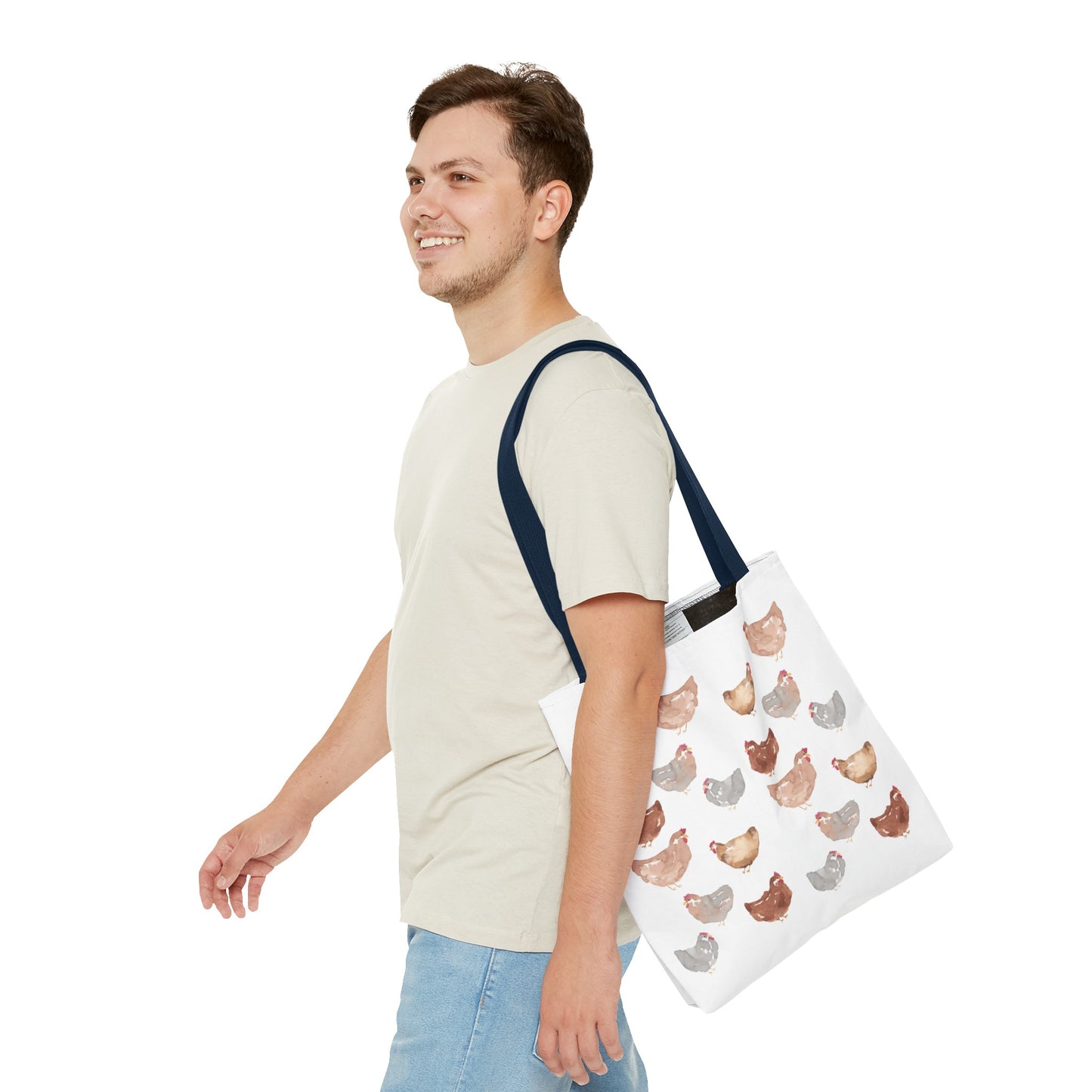 Watercolor Scattered Chickens Tote Bag