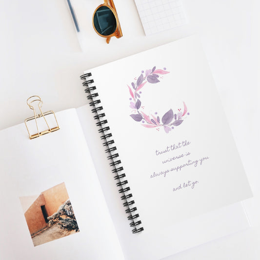 Watercolor Floral Moon Spiral Notebook - Ruled Line