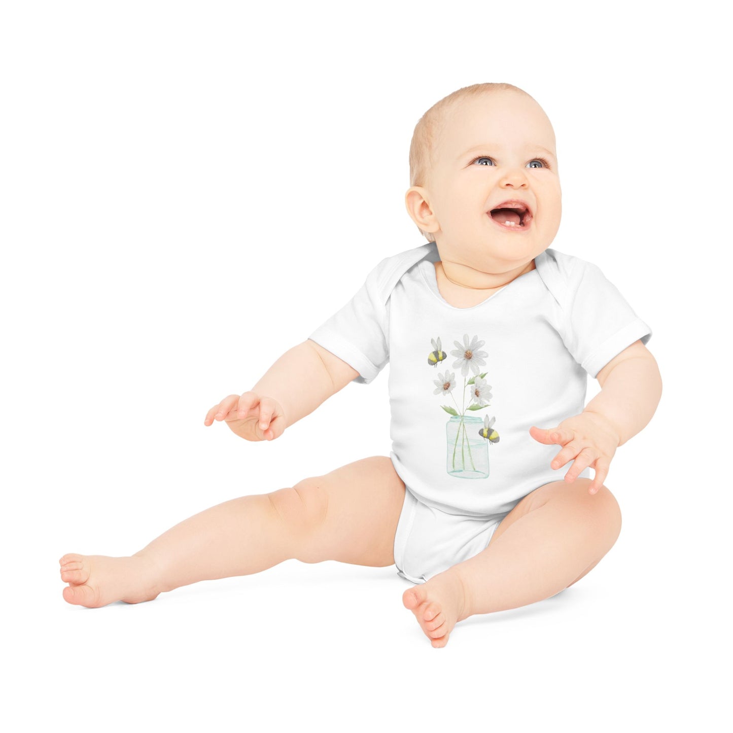 *Special Order* Daisies and Bees Baby Organic Short Sleeve Bodysuit