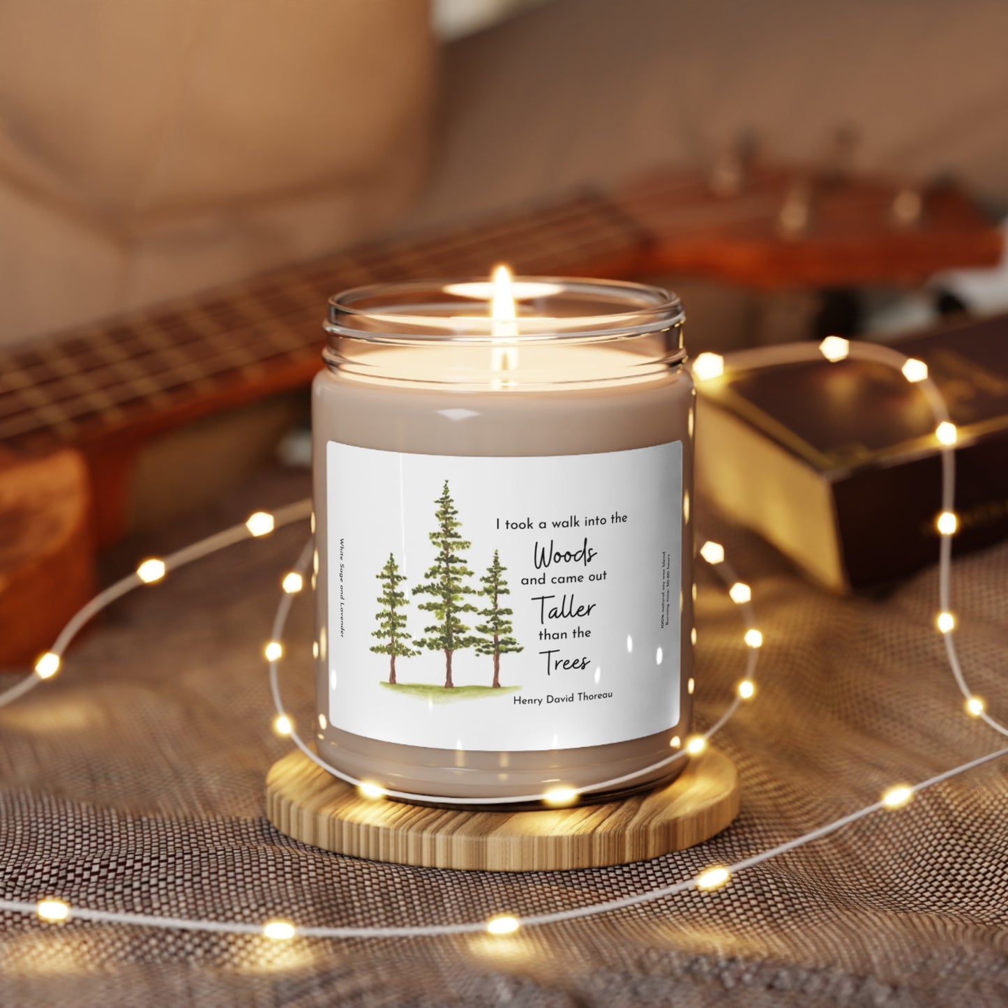 Watercolor Pine Trees Scented Soy Candle, 9oz