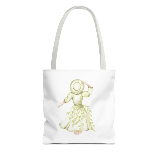 Watercolor Green Girl Tote Bag