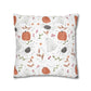 Watercolor Halloween Pattern Square Poly Canvas Pillow Cover - Pillow Not Included -