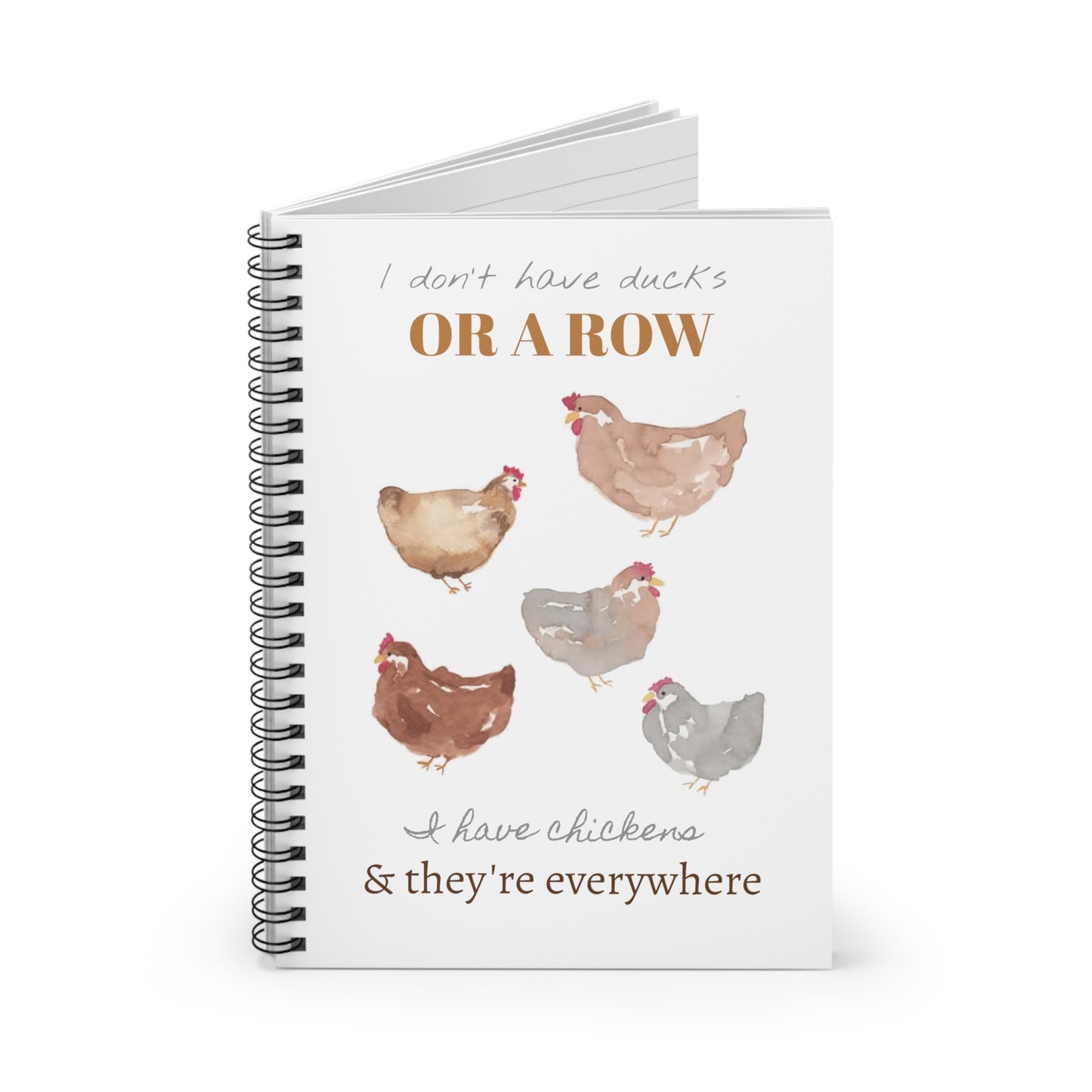 Watercolor Scattered Chickens Spiral Notebook - Ruled Line