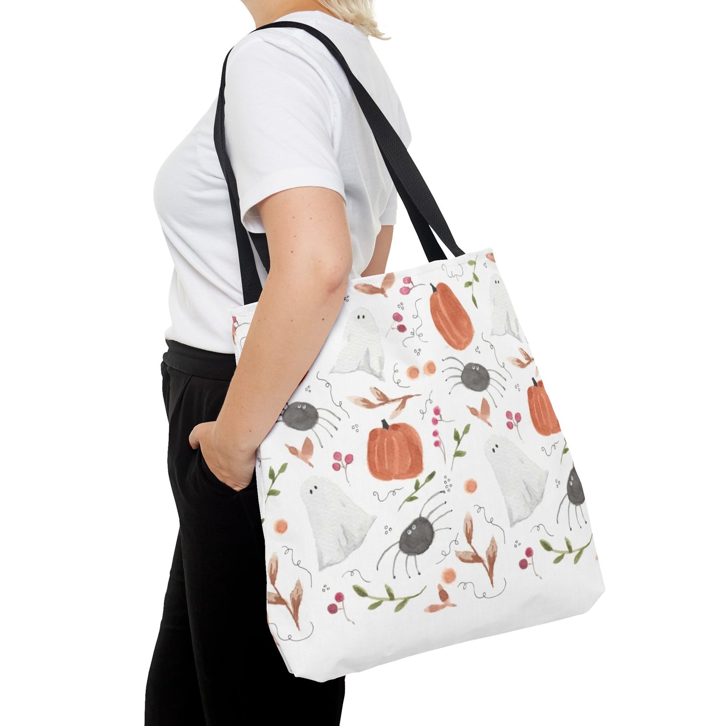 Watercolor Halloween Pattern Tote Bag