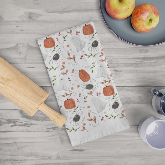 Watercolor Halloween Scatter Tea Towel