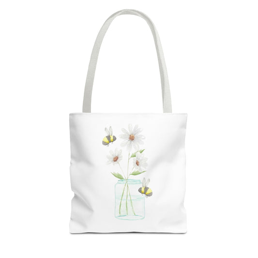 Watercolor Daisies and Bees Tote Bag (AOP)