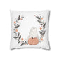 Halloween Watercolor Ghost Wreath Square Poly Canvas Pillow Cover - Pillow Not Included -