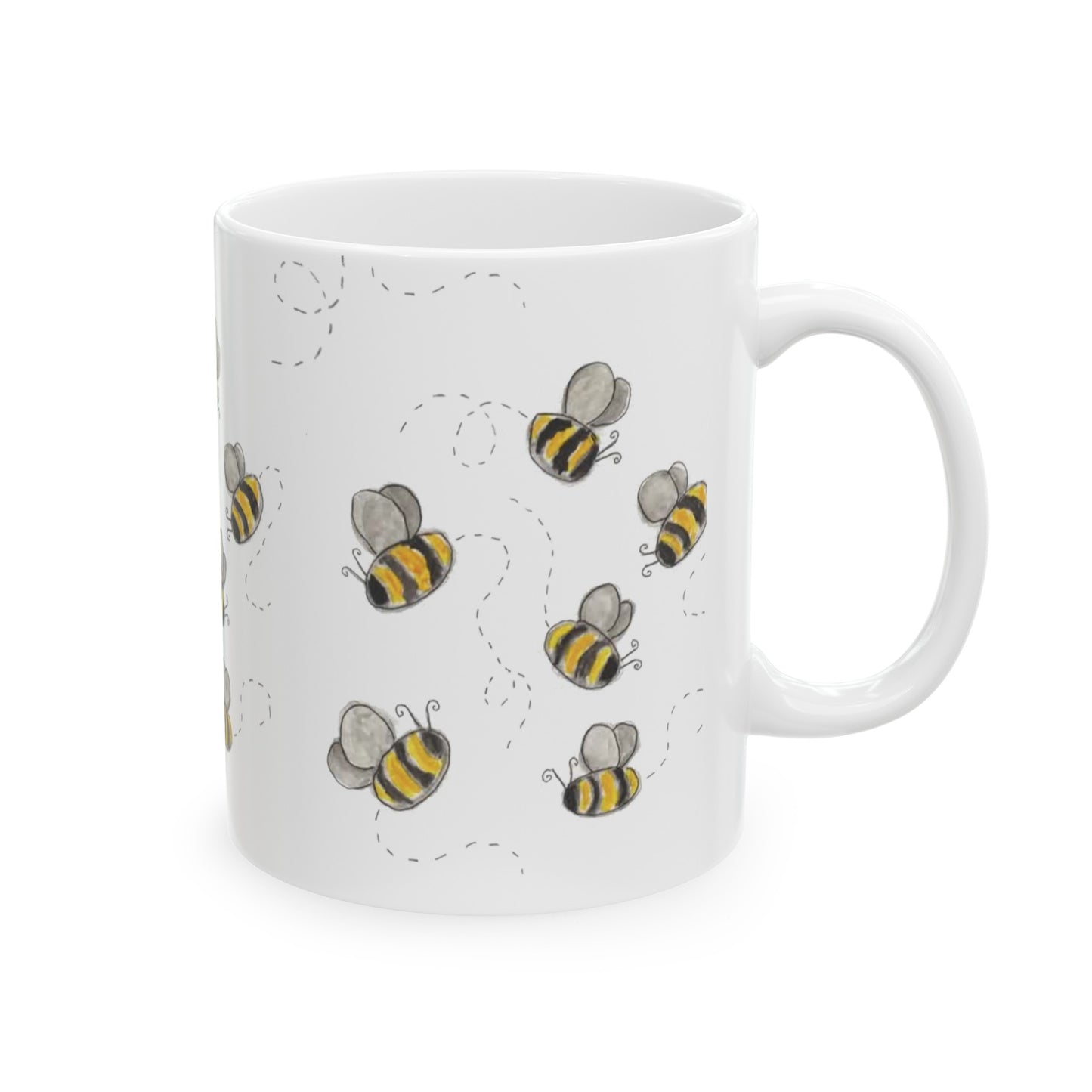 Watercolor Buzzing Bees Ceramic Mug