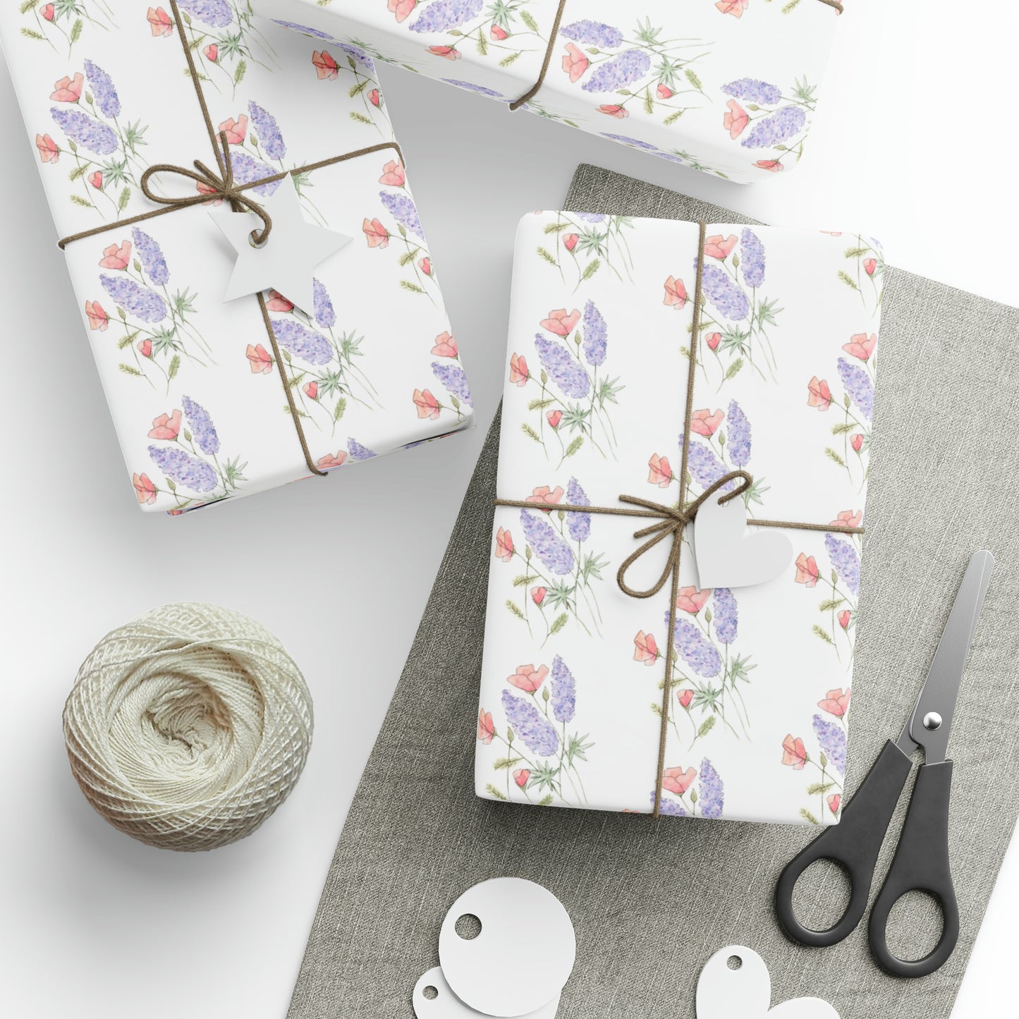 Watercolor Lupine and Poppy Wrapping Papers