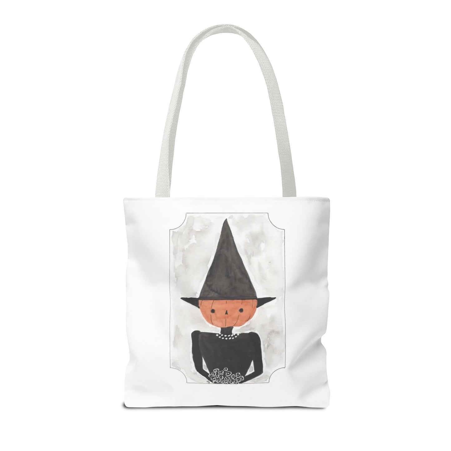 Halloween Watercolor Pumpkin Witch Tote Bag