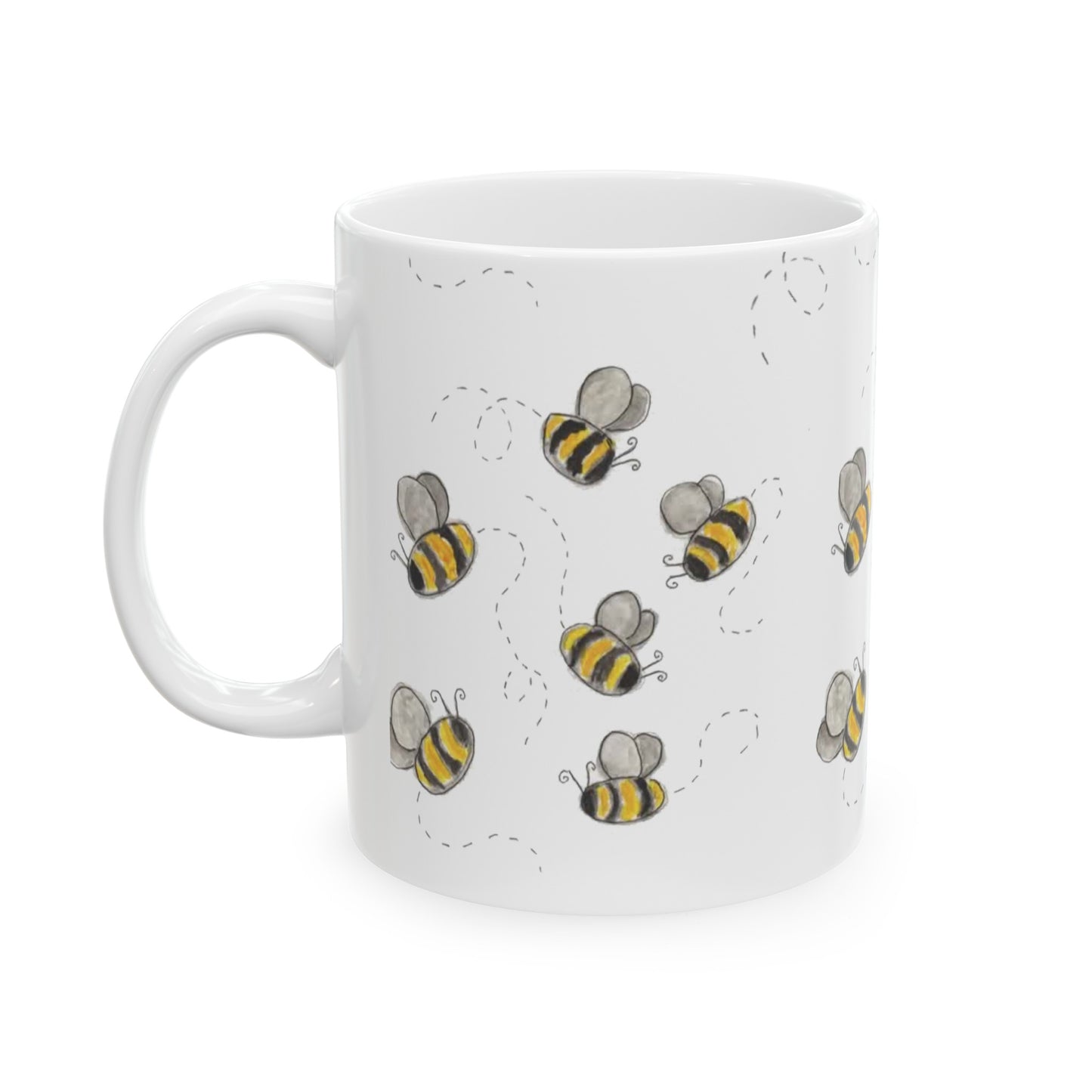 Watercolor Buzzing Bees Ceramic Mug