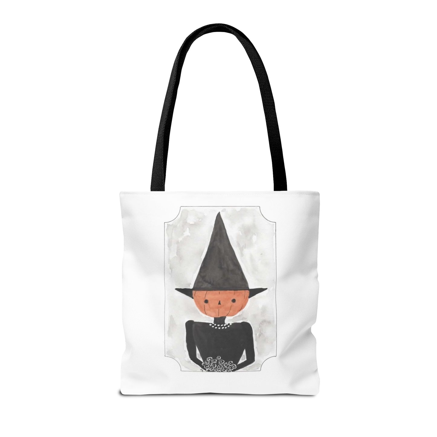 Halloween Watercolor Pumpkin Witch Tote Bag