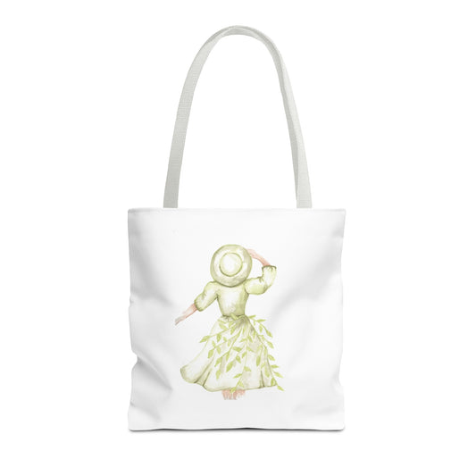 Watercolor Green Girl Tote Bag