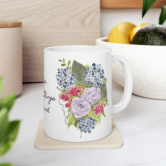 Watercolor "She Has Beautiful Things on Her Mind" Ceramic Mug, (11oz, 15oz)