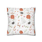 Watercolor Halloween Pattern Square Poly Canvas Pillow Cover - Pillow Not Included -