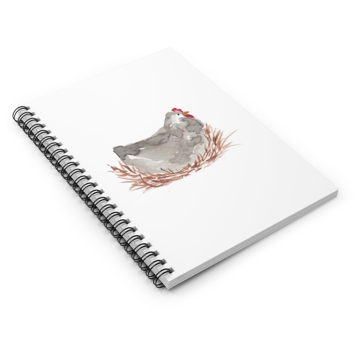 Watercolor Laying Hen Spiral Notebook - Ruled Line