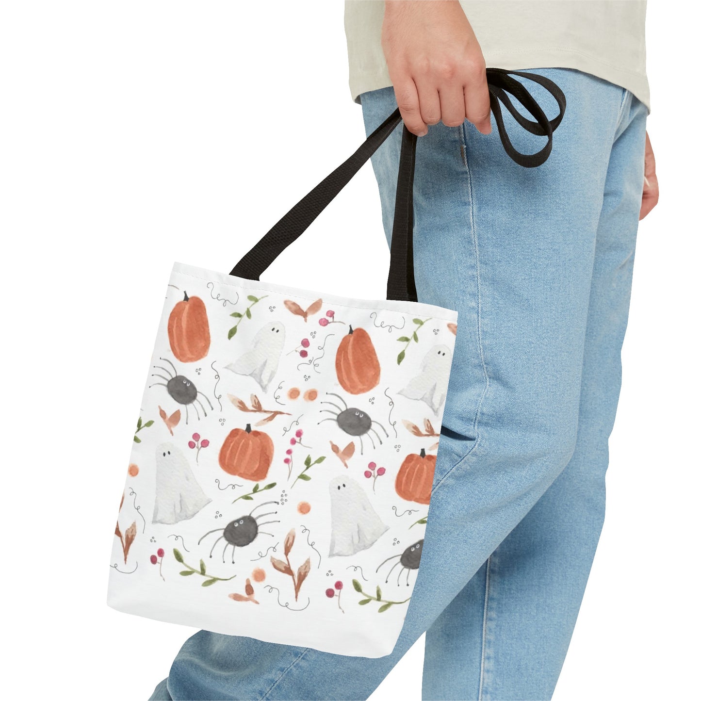 Watercolor Halloween Pattern Tote Bag