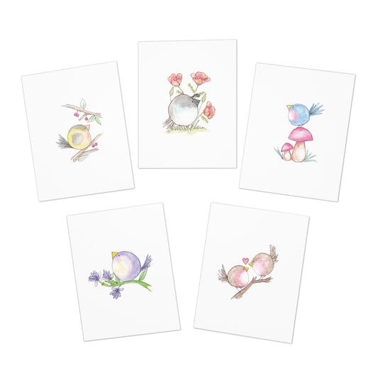 Watercolor Bird Multi-Design Greeting Cards (5-Pack)