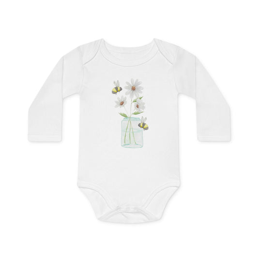 *Special Order* Daisies and Bees Baby Long-Sleeve Organic Bodysuit