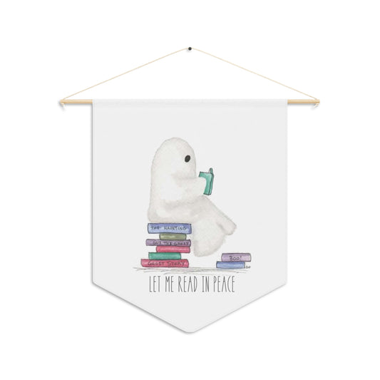 Watercolor Ghost "Let Me Read in Peace" Pennant