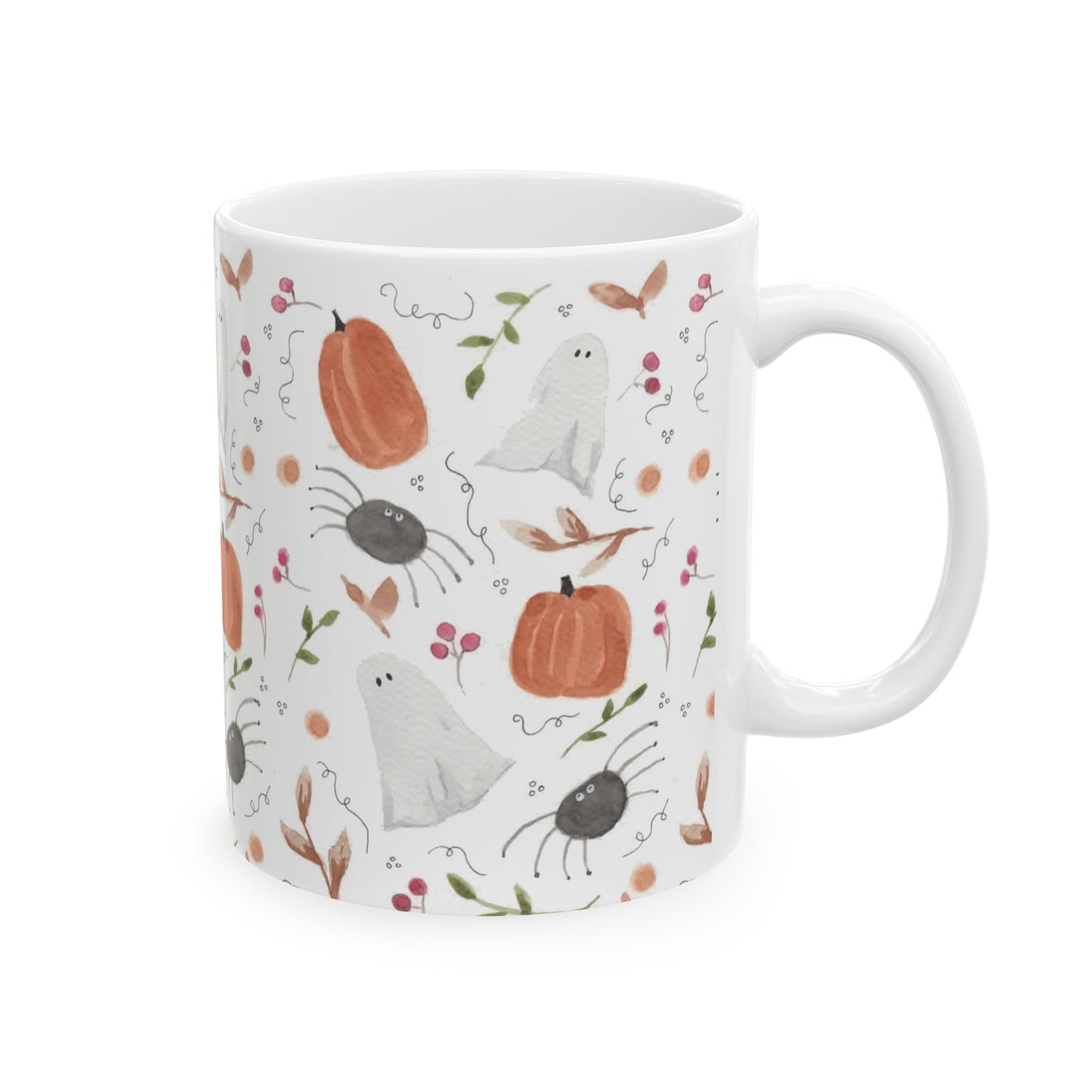 Watercolor Halloween Pattern Ceramic Mug, (11oz, 15oz)