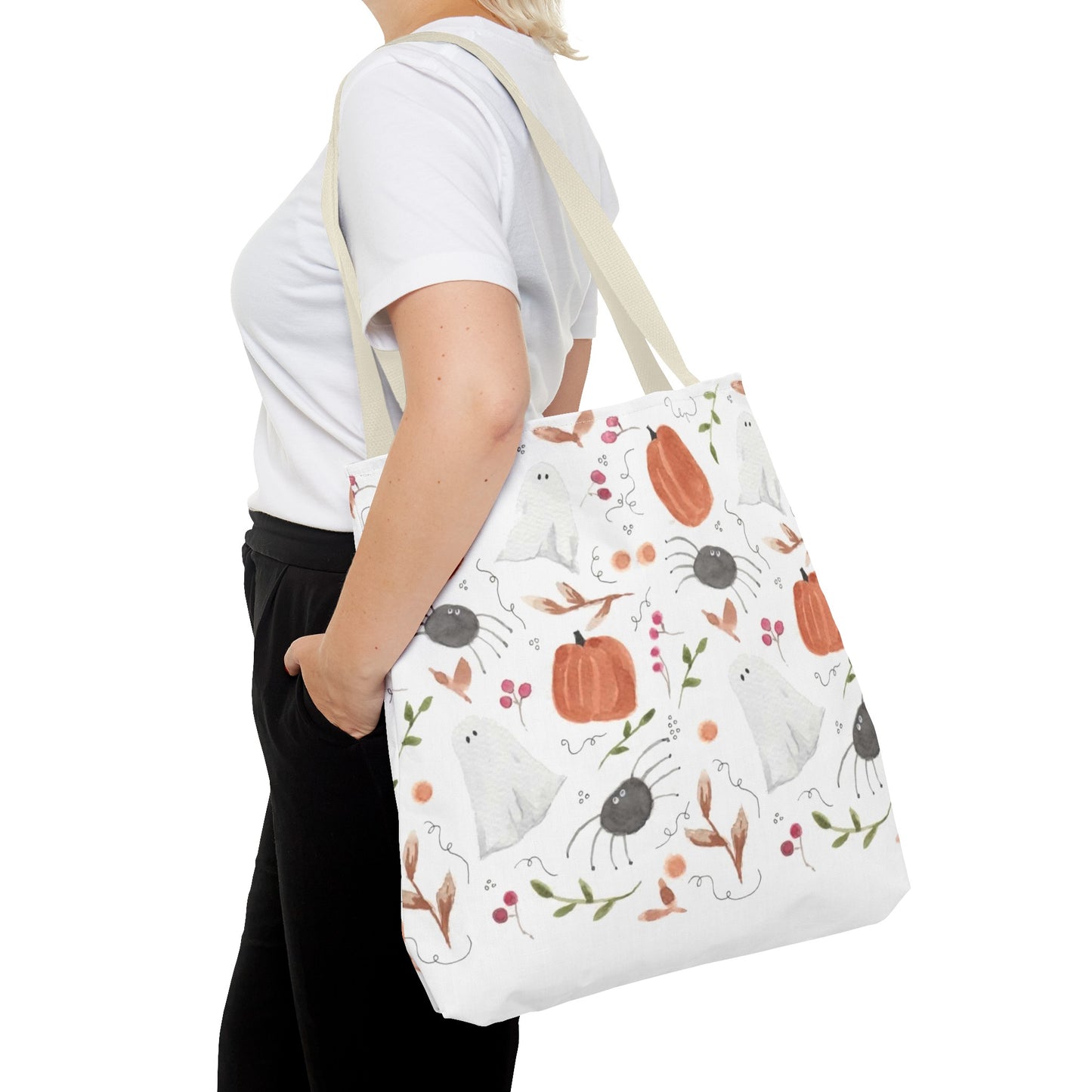 Watercolor Halloween Pattern Tote Bag