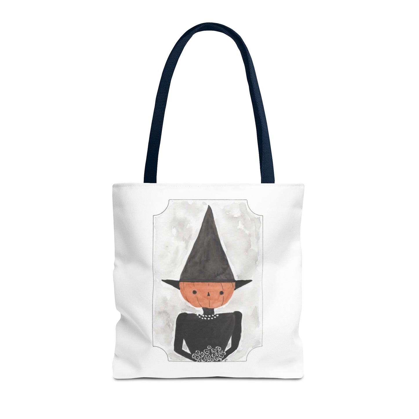 Halloween Watercolor Pumpkin Witch Tote Bag