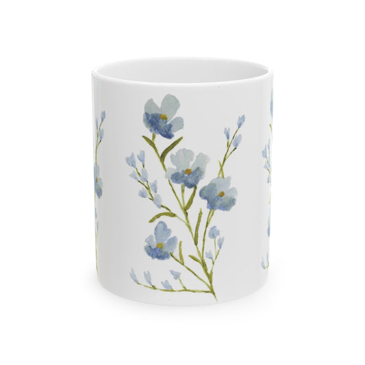 Watercolor Blue Flowers Ceramic Mug