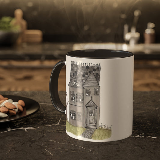 Halloween Watercolor Haunted House Mugs, 11oz